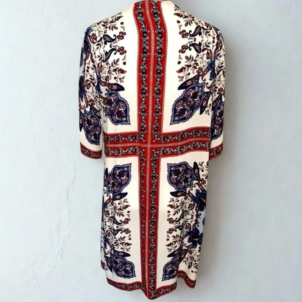 Maurices Floral Boho Kimono Women Medium Red White Blue - Picture 2 of 9